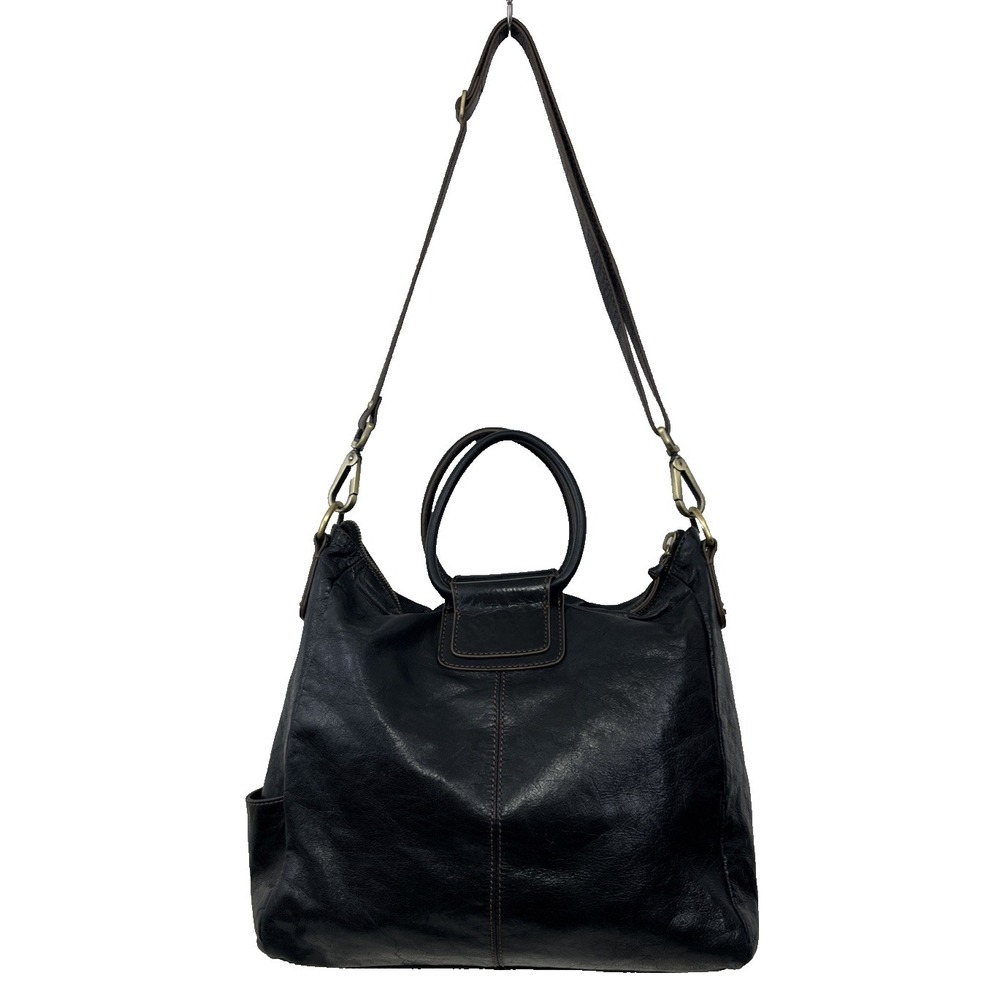 Hobo The Original Sheila Black Leather Bag Satchel Hoop Handles Shoulder Strap